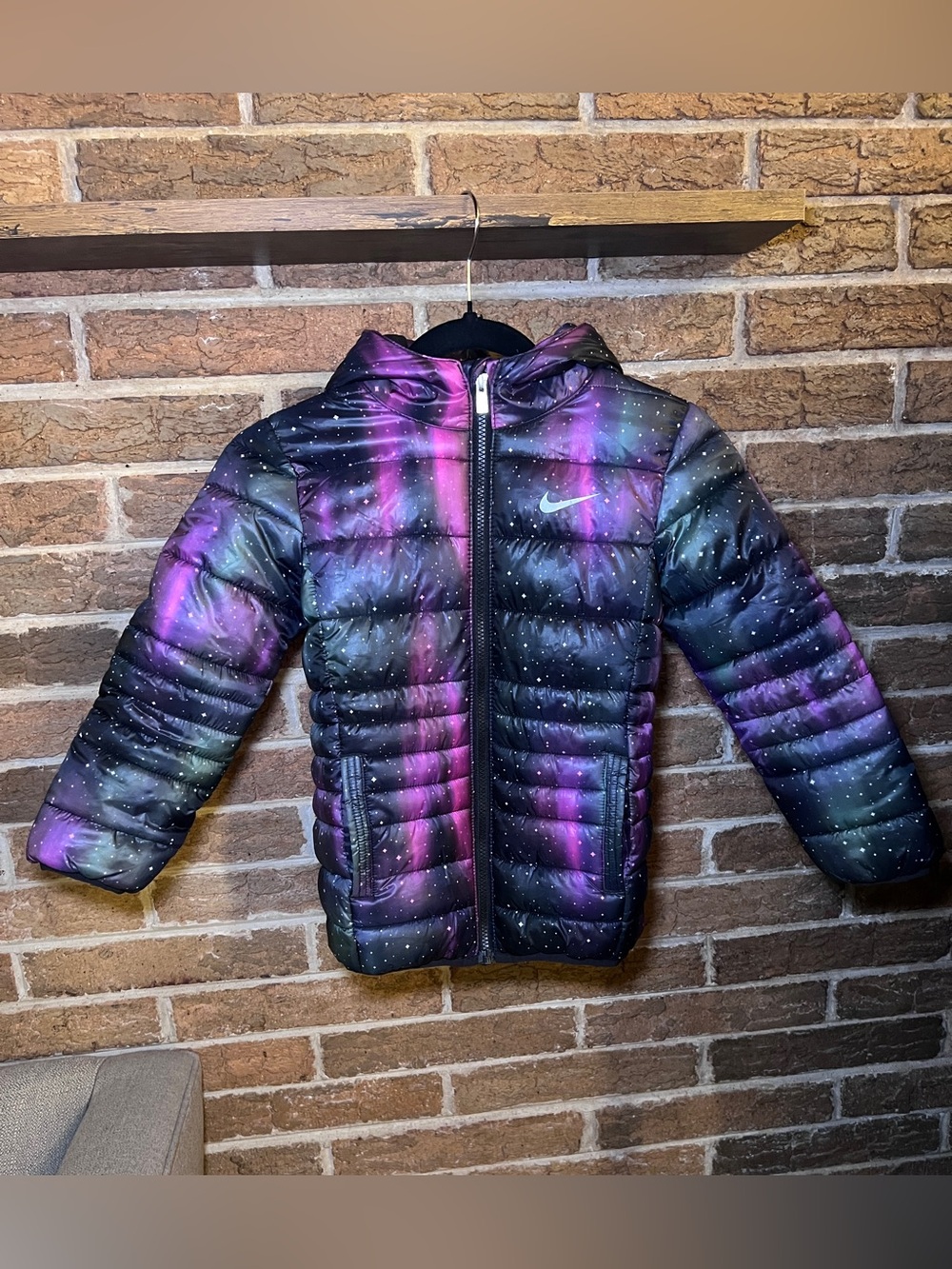 Nike Kids' 6-7 L Galaxy-Print Puffer Jacket - Purple/Black